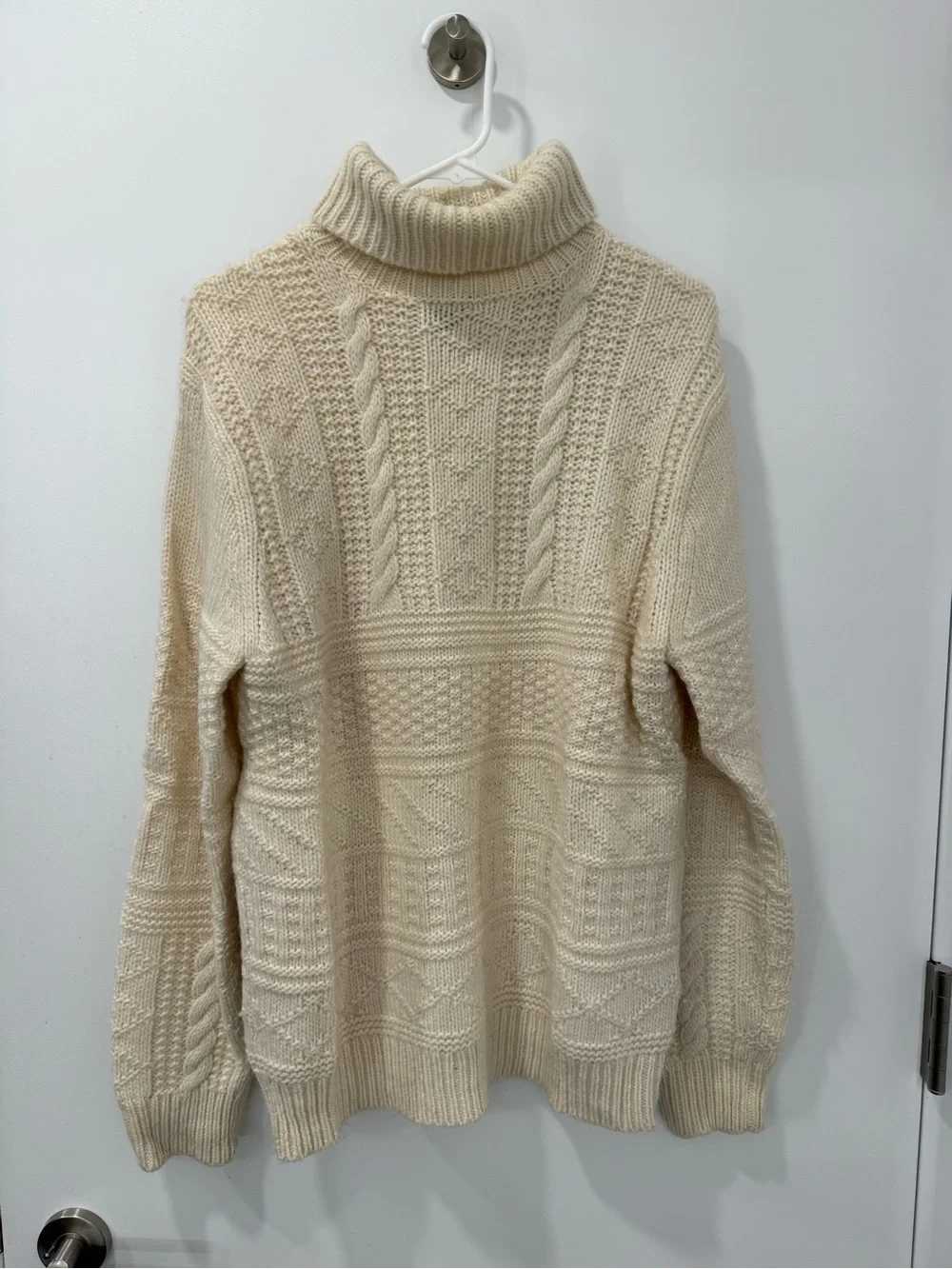 J. Crew Cream Cable-Knit Turtleneck Sweater